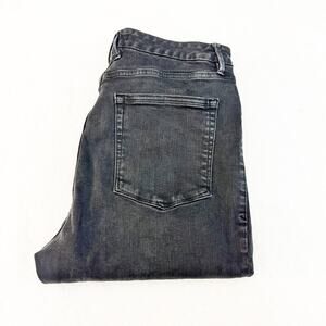 Good American Good Waist Crop Charcoal Stretch Denim Split Hem Jeans Size 15/33